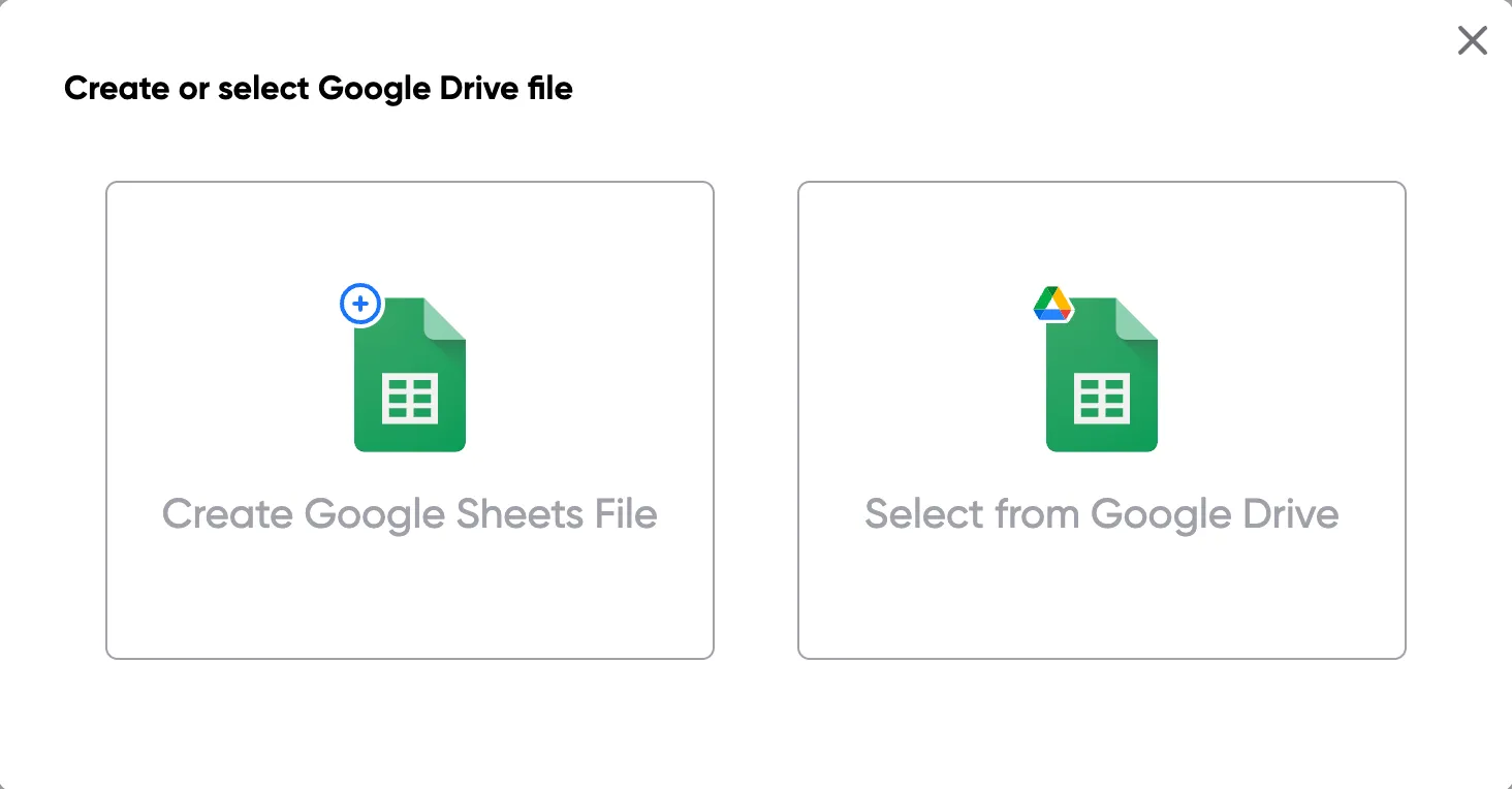Select a Google Sheet in Portant